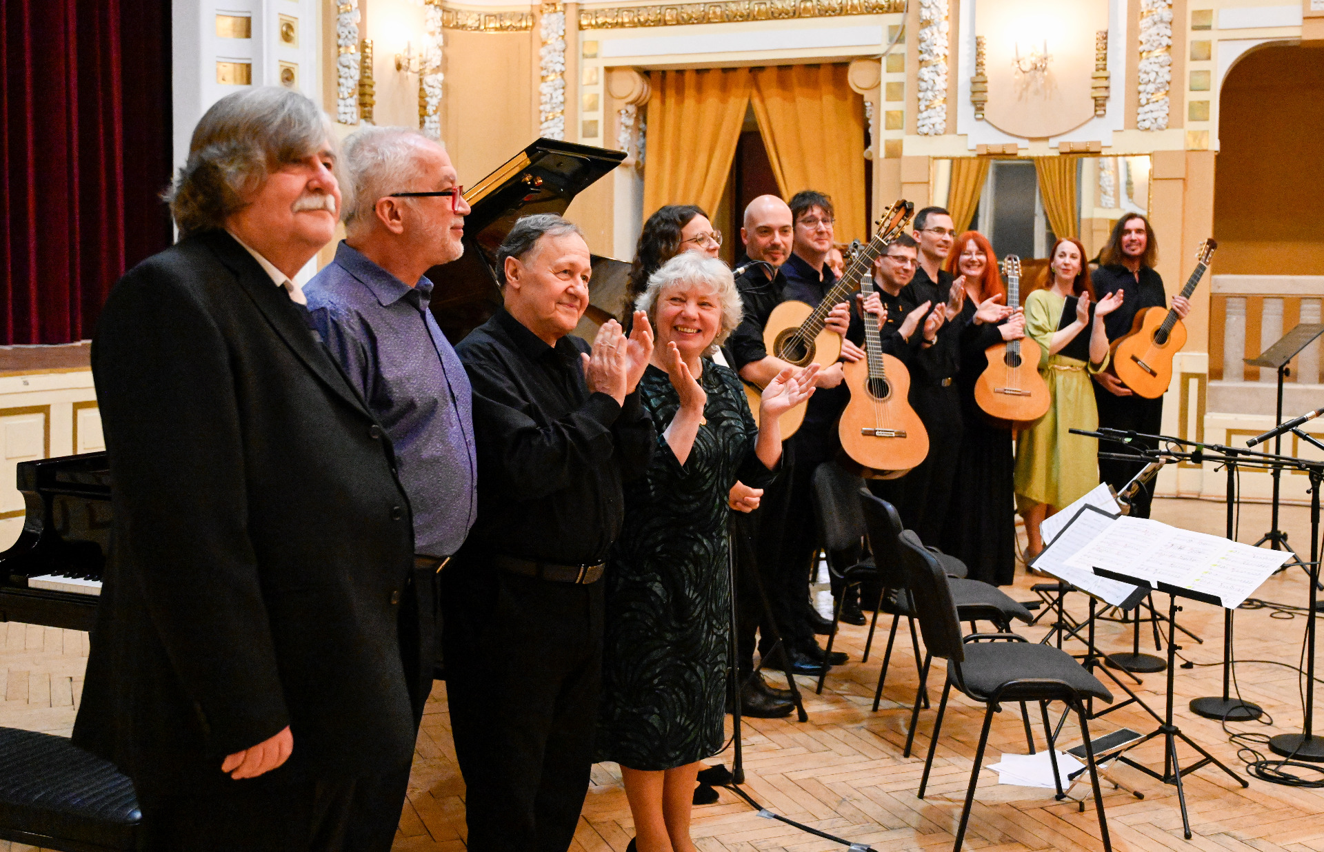 Bowing after the concert – the composer Vladimír Godár with performers